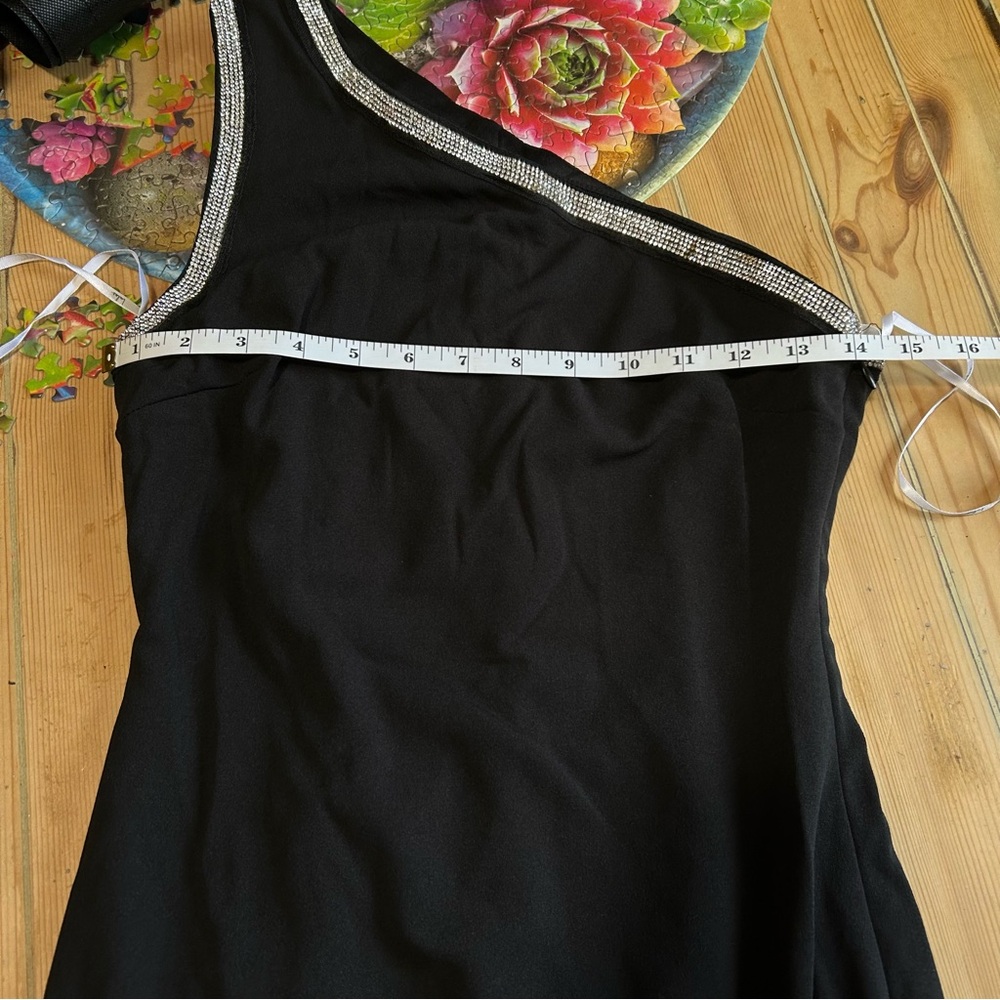 NWT Lulus Glamorous Muse Black Rhinestone One-Shoulder Maxi Dress - Picture 9 of 9